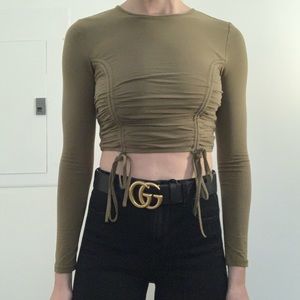 Olive green crop top